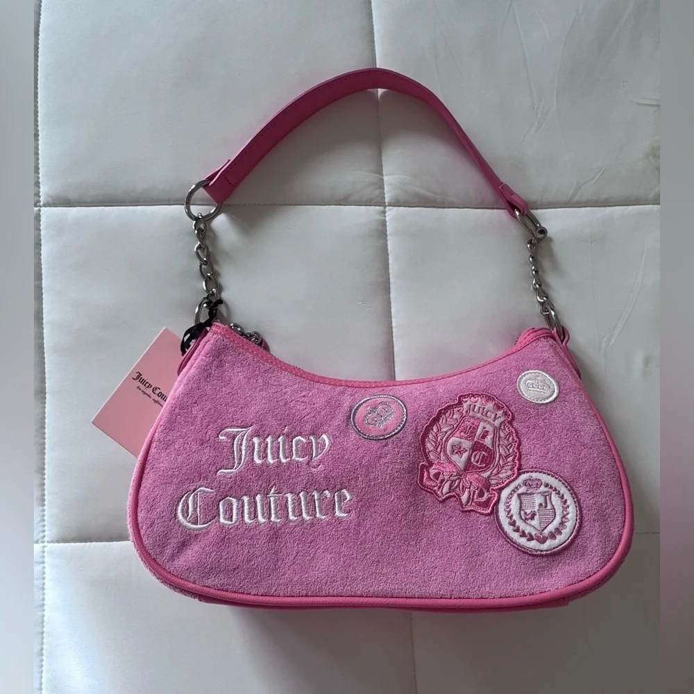 Juicy Couture Vibrant Pink Embroidered Y2K Shoulder Bag